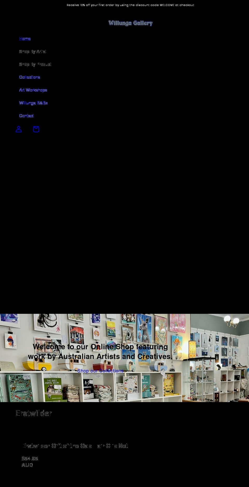 willungagallery.com.au shopify website screenshot
