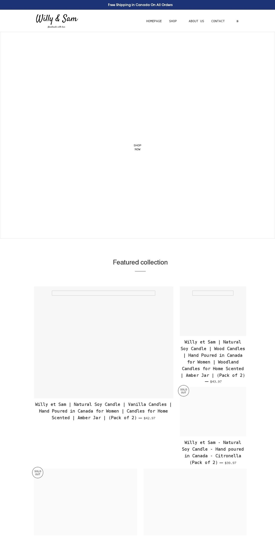 willyandsam.com shopify website screenshot