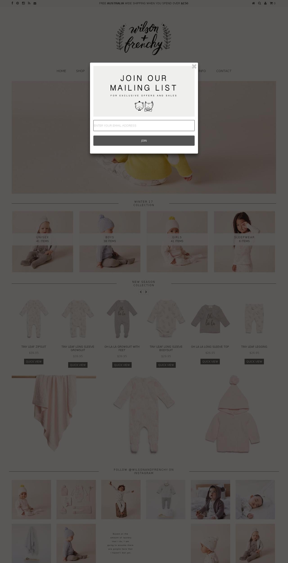 wilsonandfrenchy.com.au shopify website screenshot