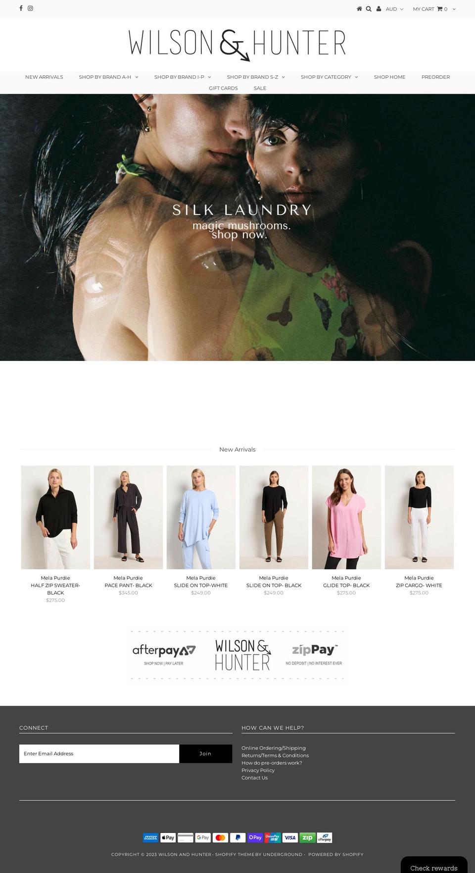 wilsonandhunter.myshopify.com shopify website screenshot