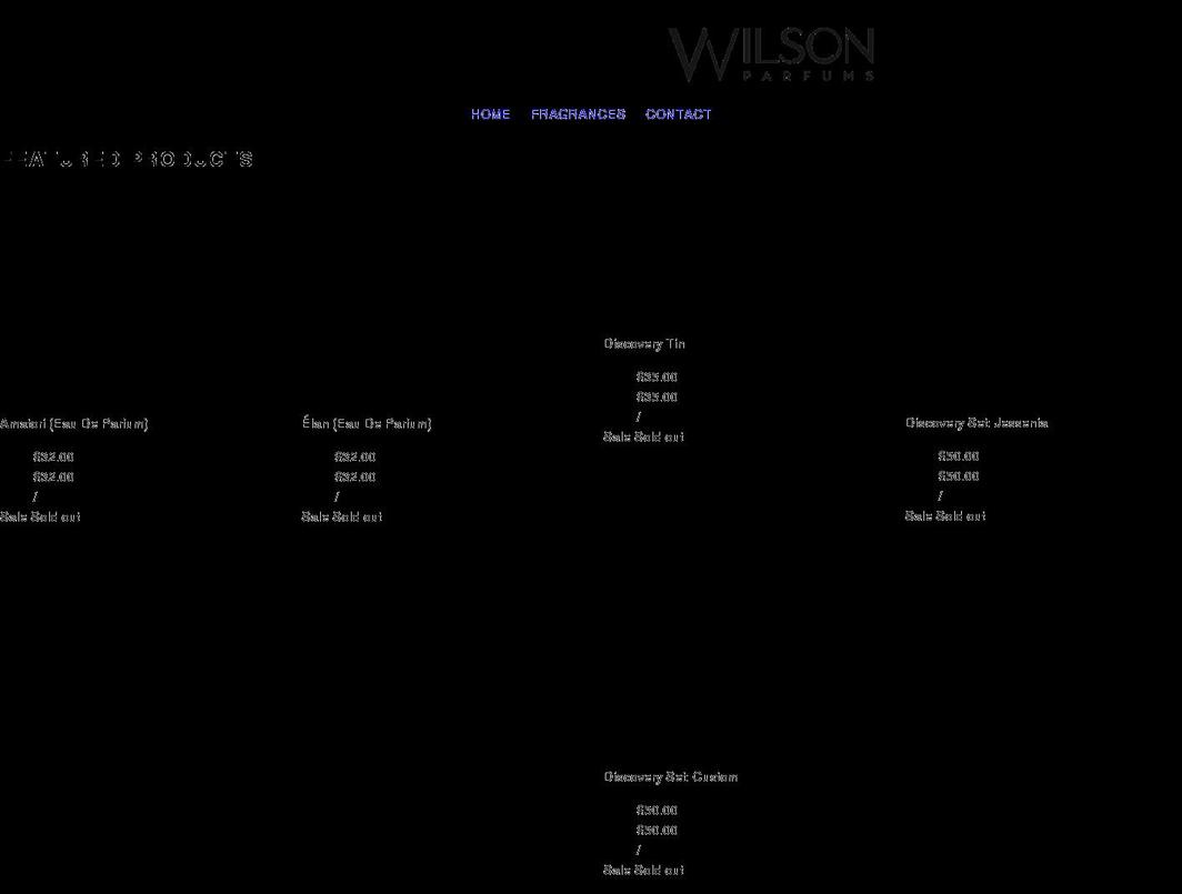 wilsonparfums.com shopify website screenshot