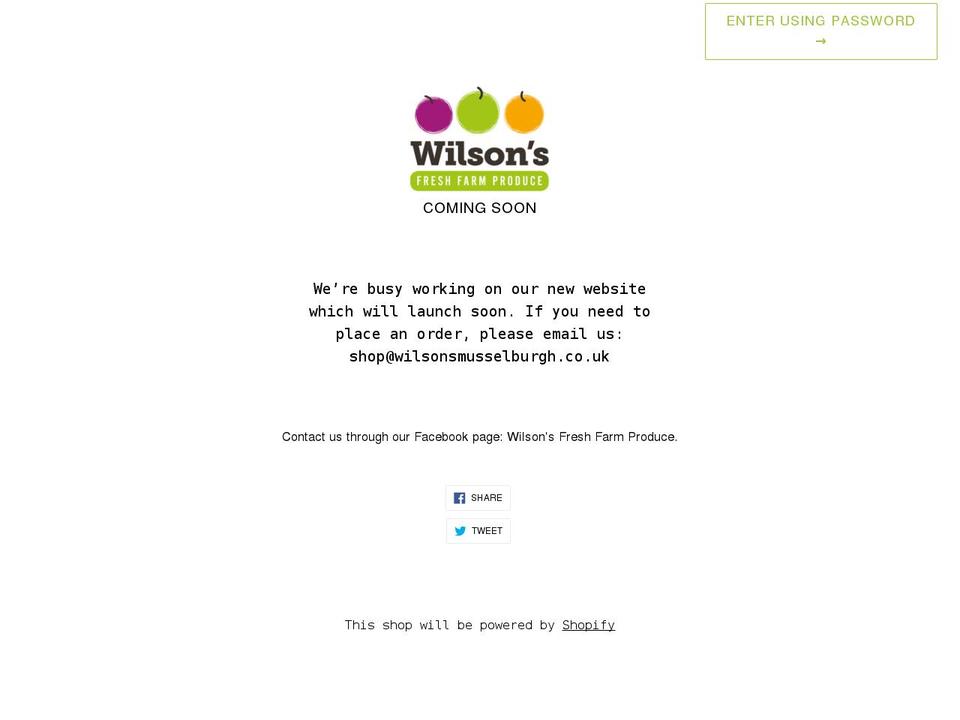 wilsonsfreshfarmproduce.co.uk shopify website screenshot