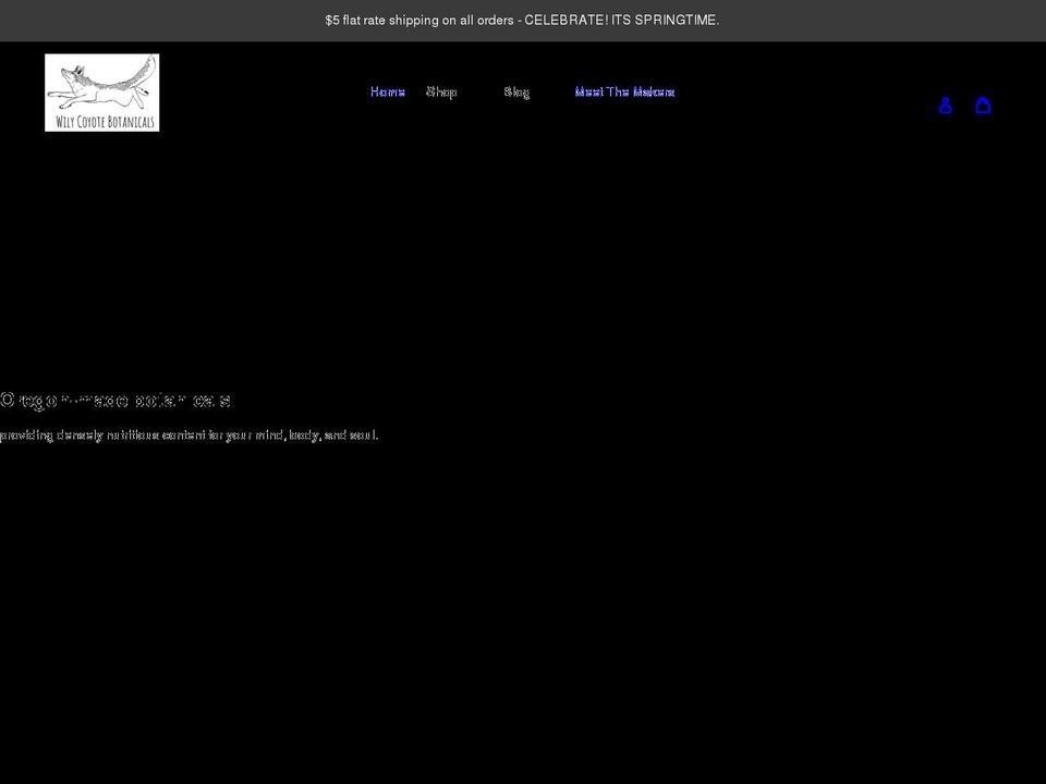 wilycoyotebotanicals.com shopify website screenshot