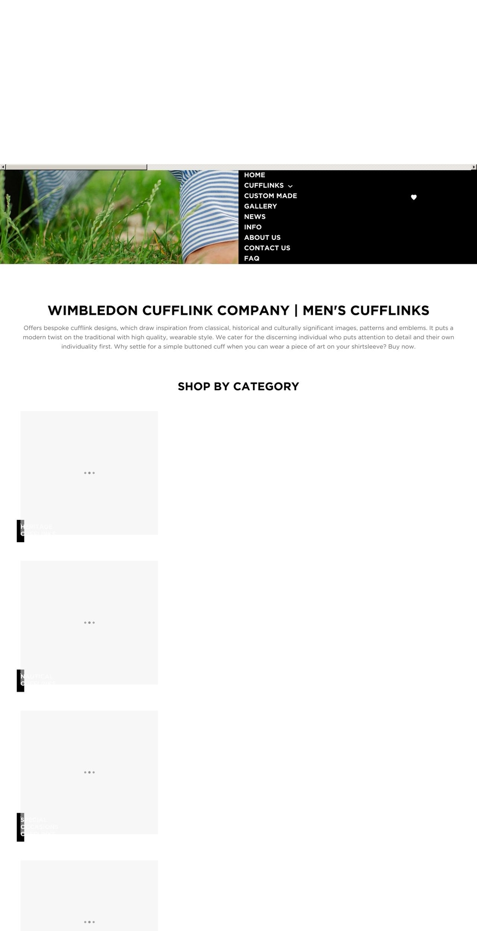 wimbledoncufflinks.com shopify website screenshot