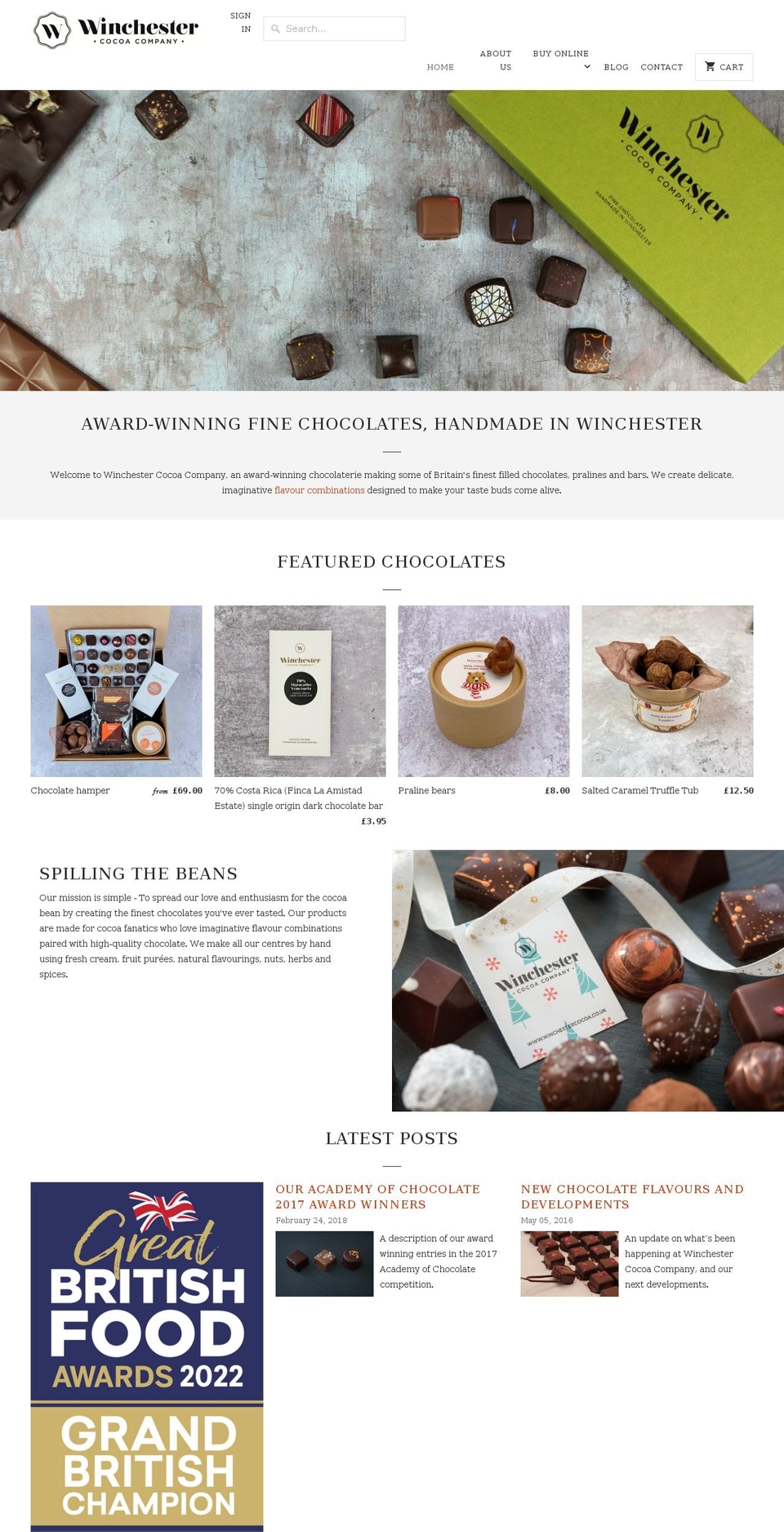winchestercocoa.co.uk shopify website screenshot