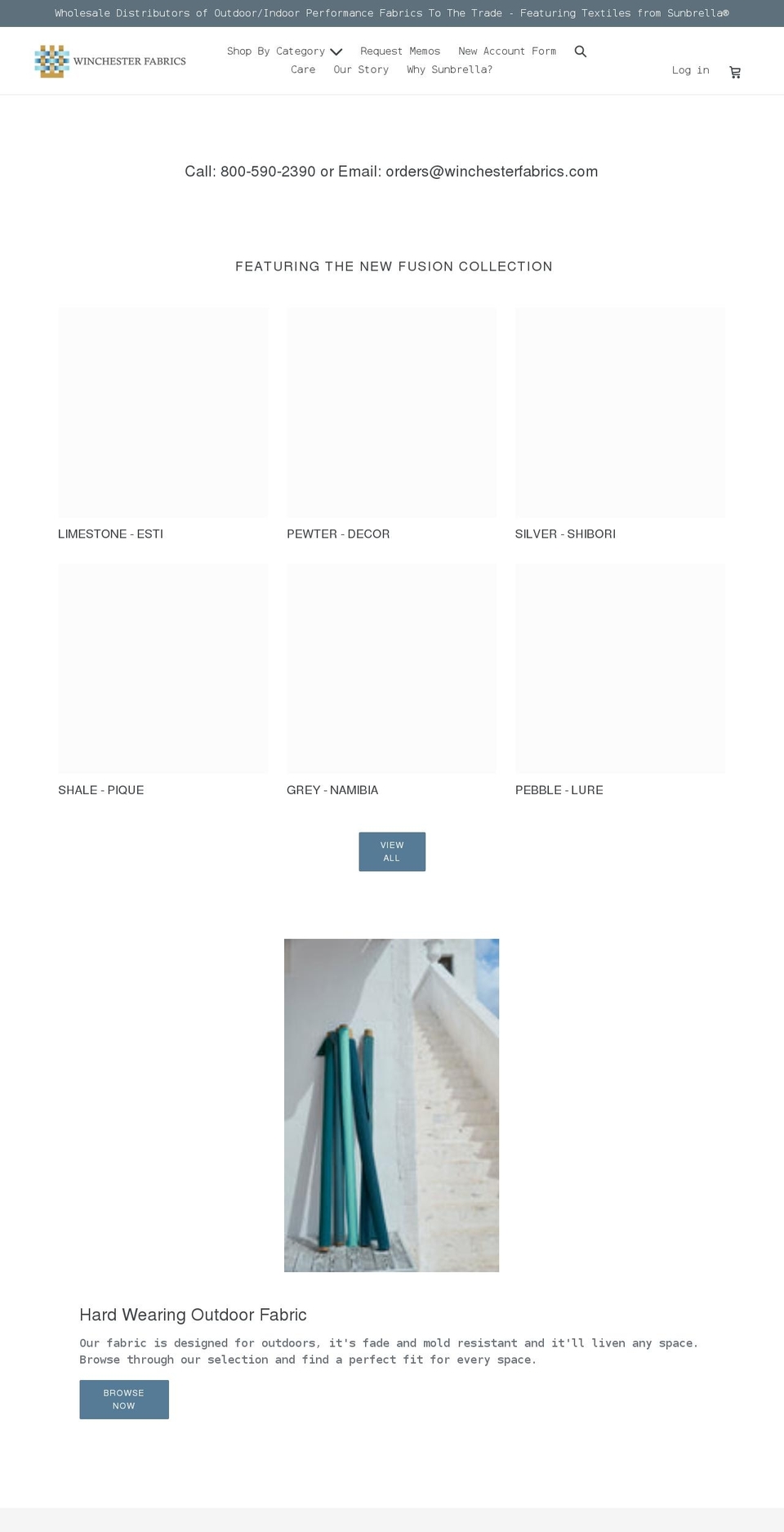 winchesterfabrics.com shopify website screenshot