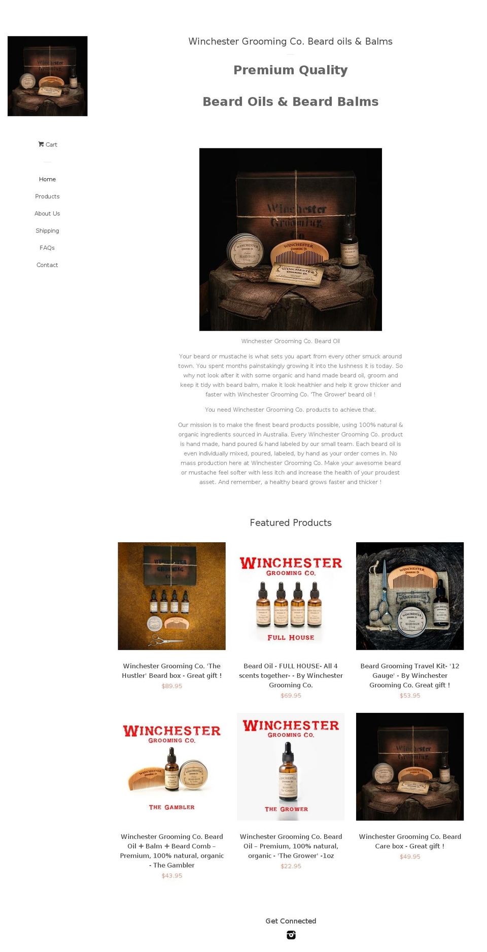 winchestergroomingco.com shopify website screenshot
