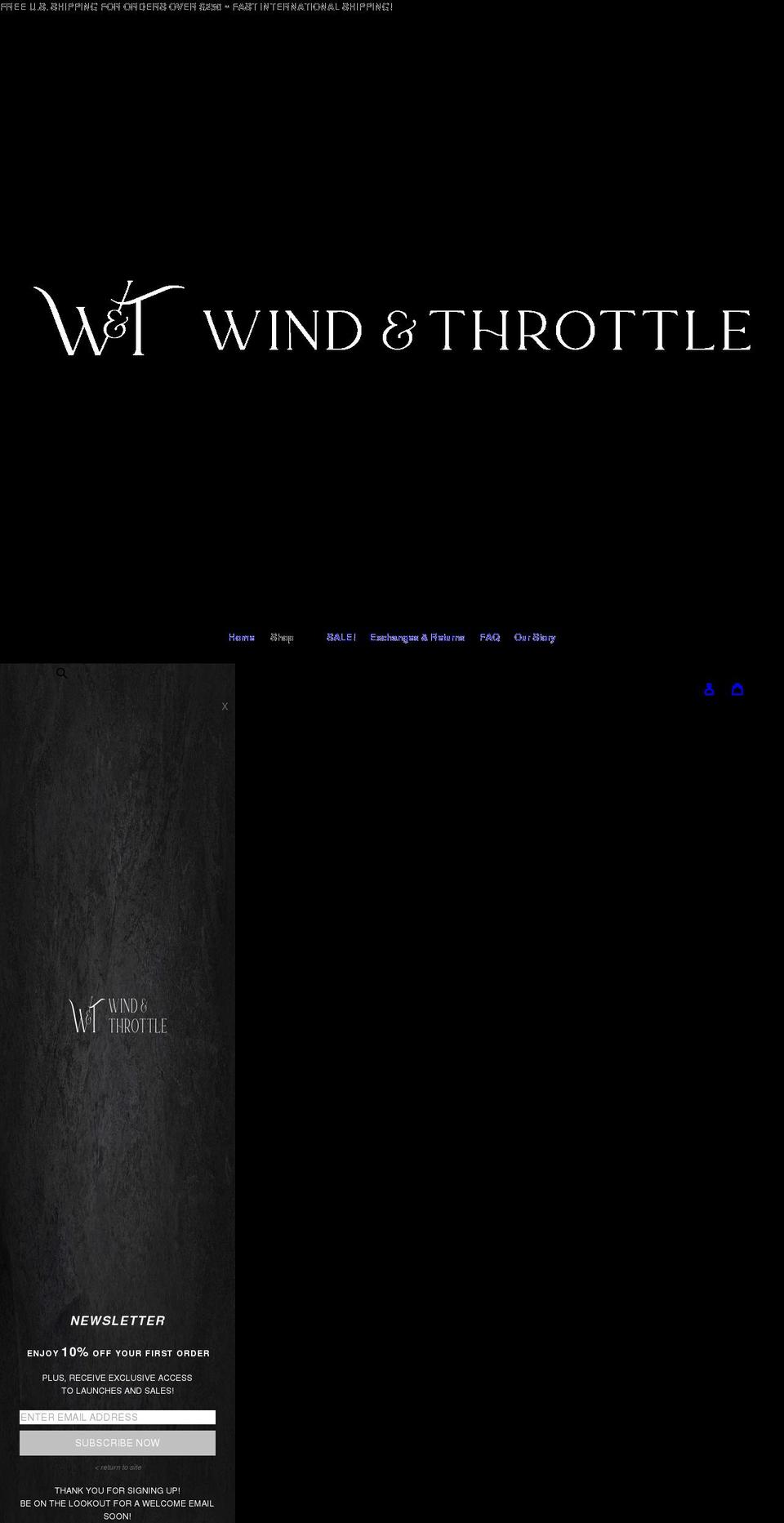 windandthrottle.com shopify website screenshot