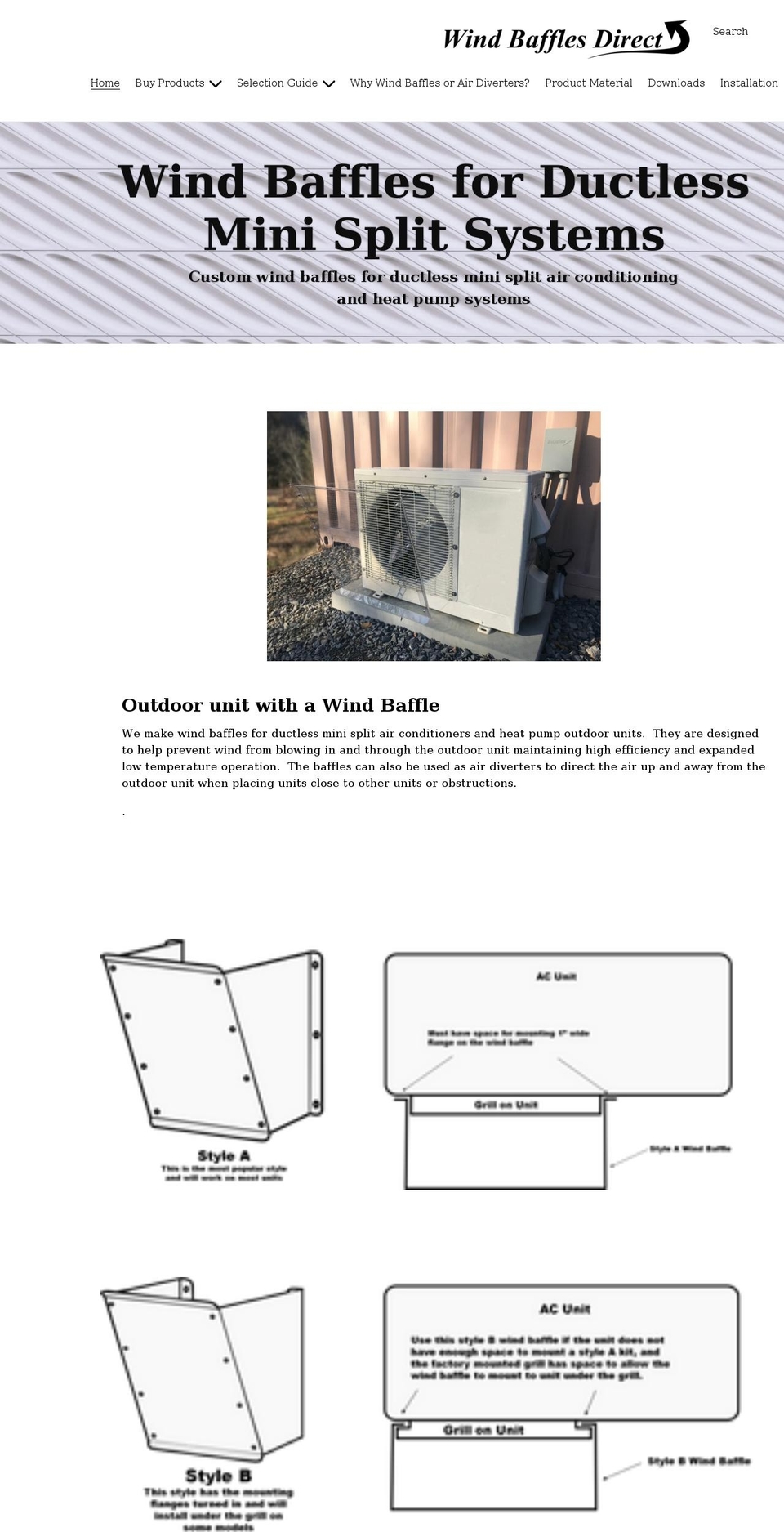 windbafflesdirect.com shopify website screenshot