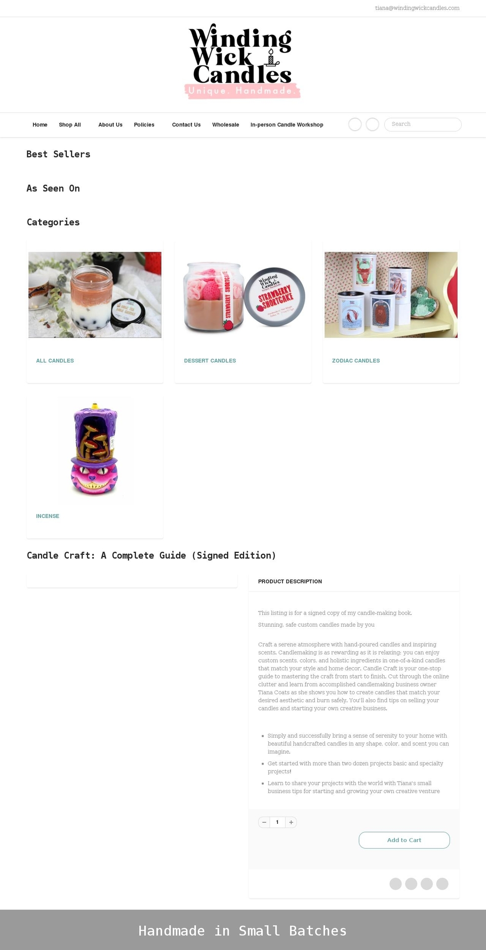 windingwickcandles.com shopify website screenshot