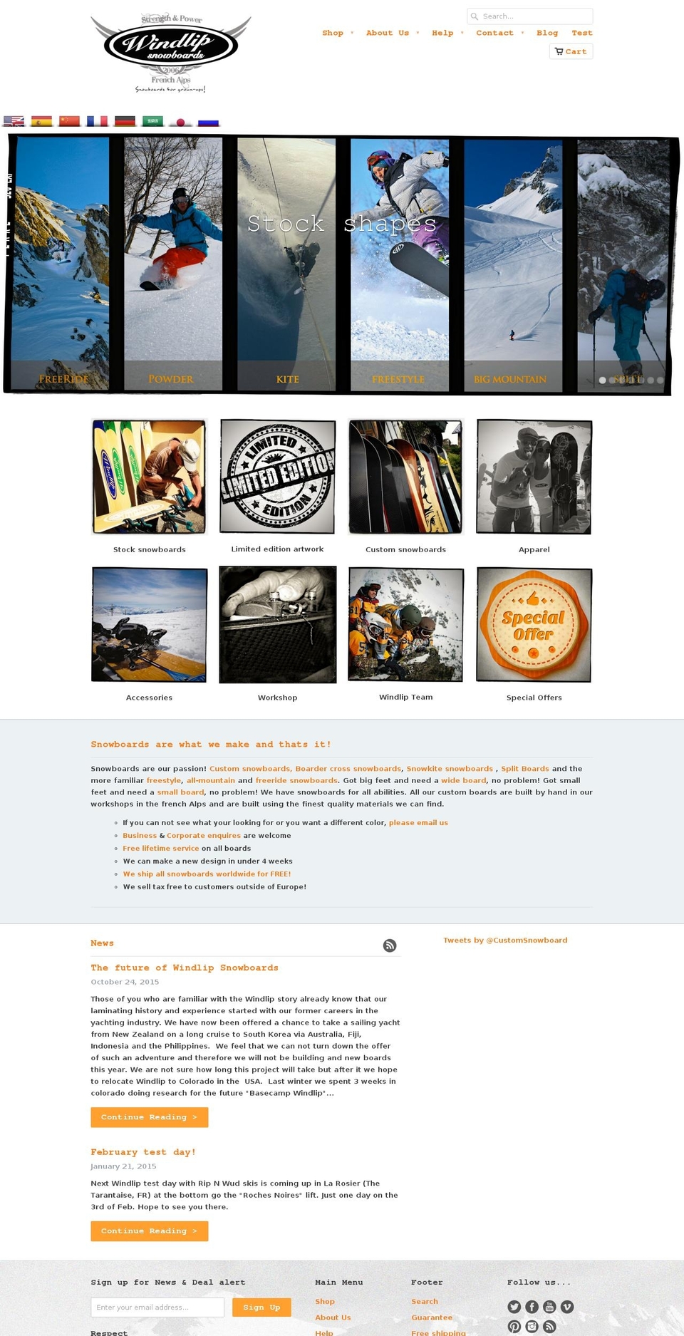 windlip-snowboards.com shopify website screenshot