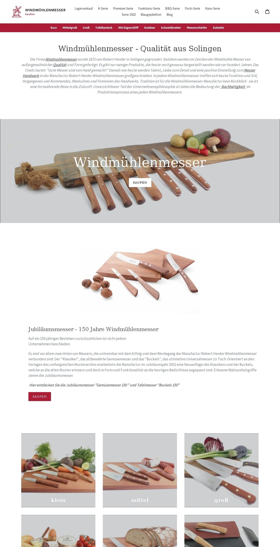 windmuehlenmesser-kaufen.de shopify website screenshot