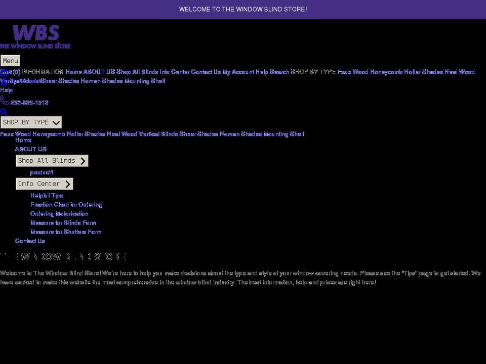 windowblindstore.com shopify website screenshot