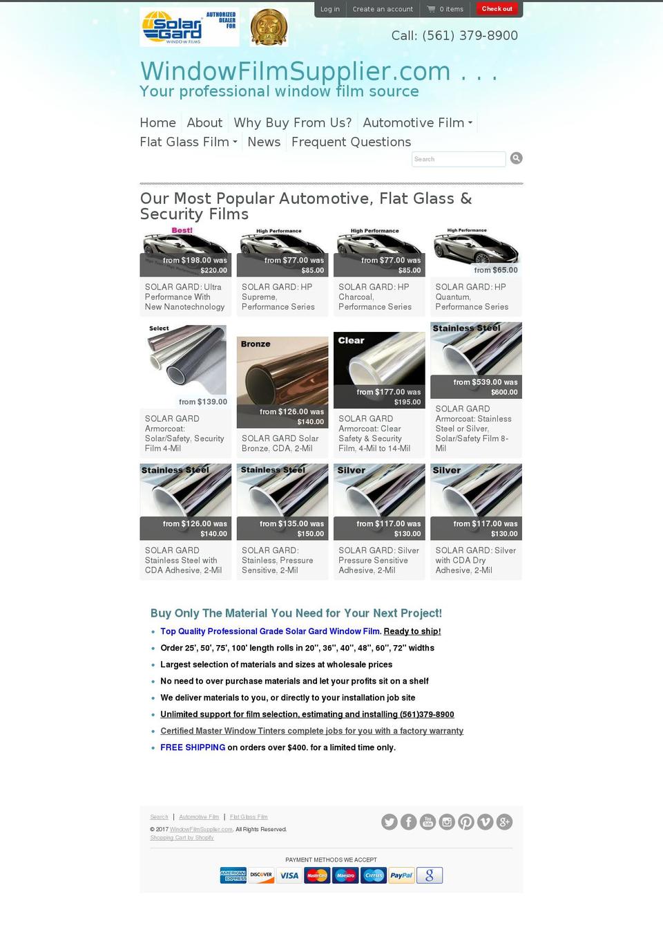 windowfilmsupplier.com shopify website screenshot