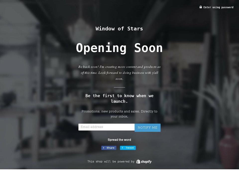 windowofstars.com shopify website screenshot