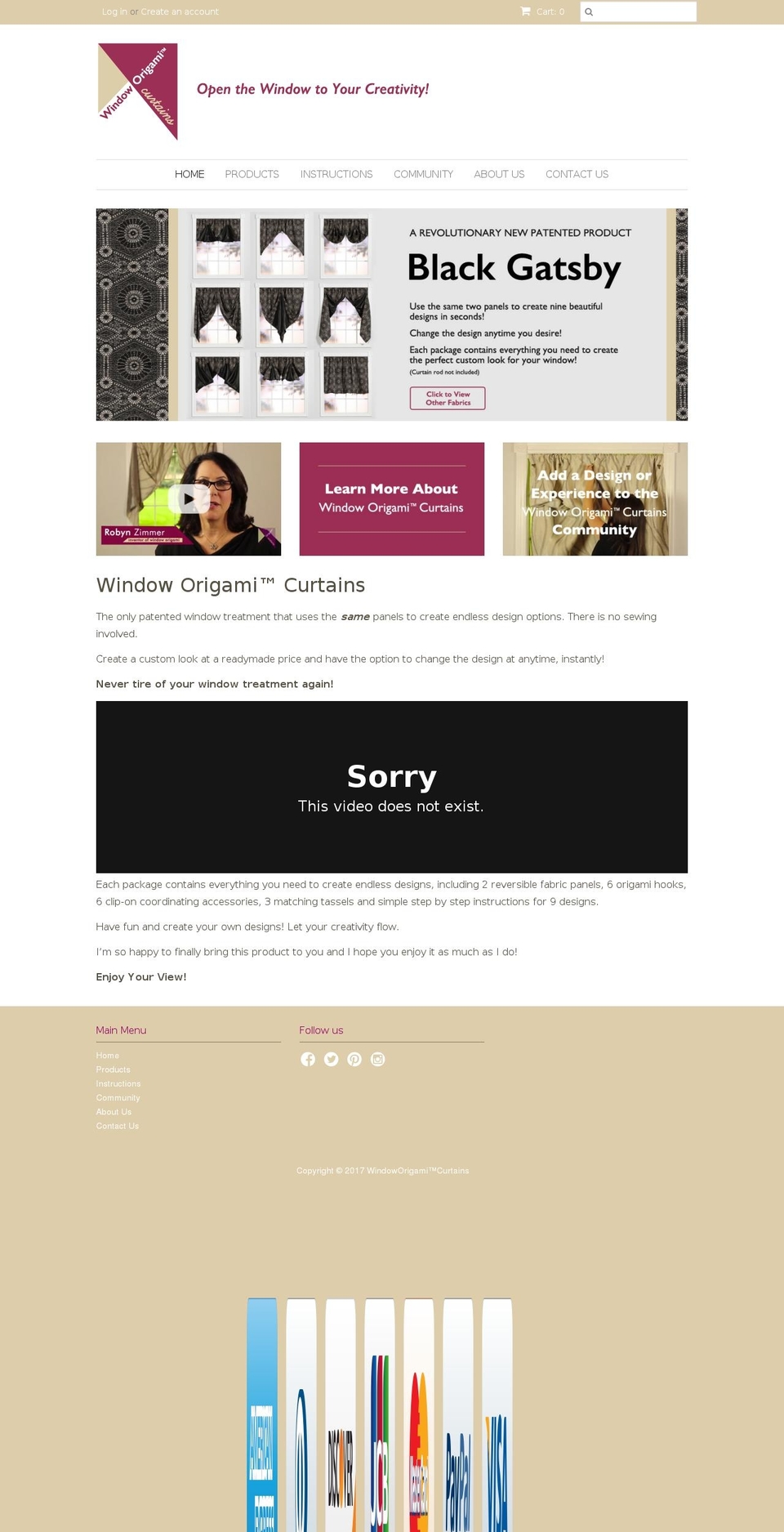 windoworigamicurtains.com shopify website screenshot