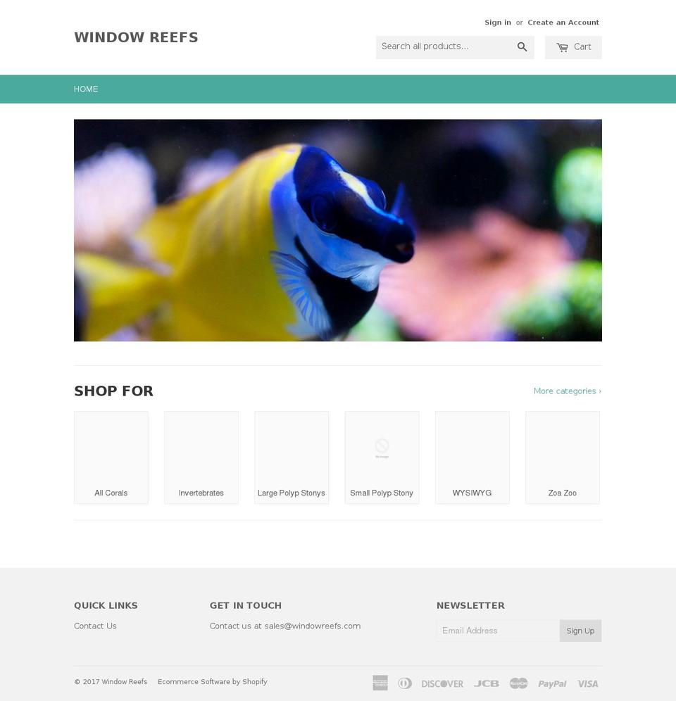 windowreefs.com shopify website screenshot