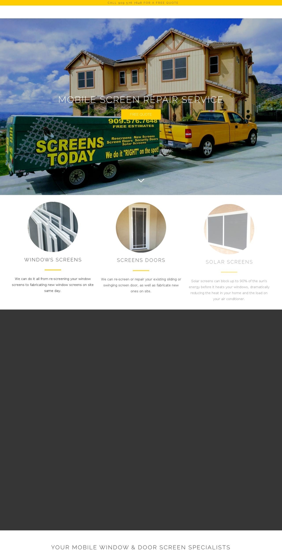 windowscreenrepairs.net shopify website screenshot