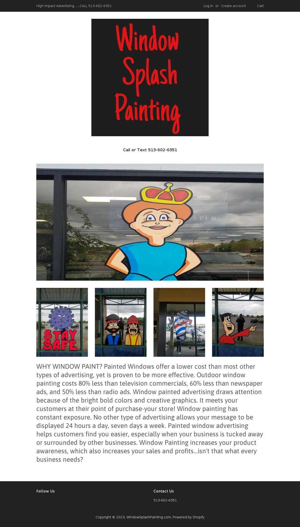 windowsplashpainting.com shopify website screenshot