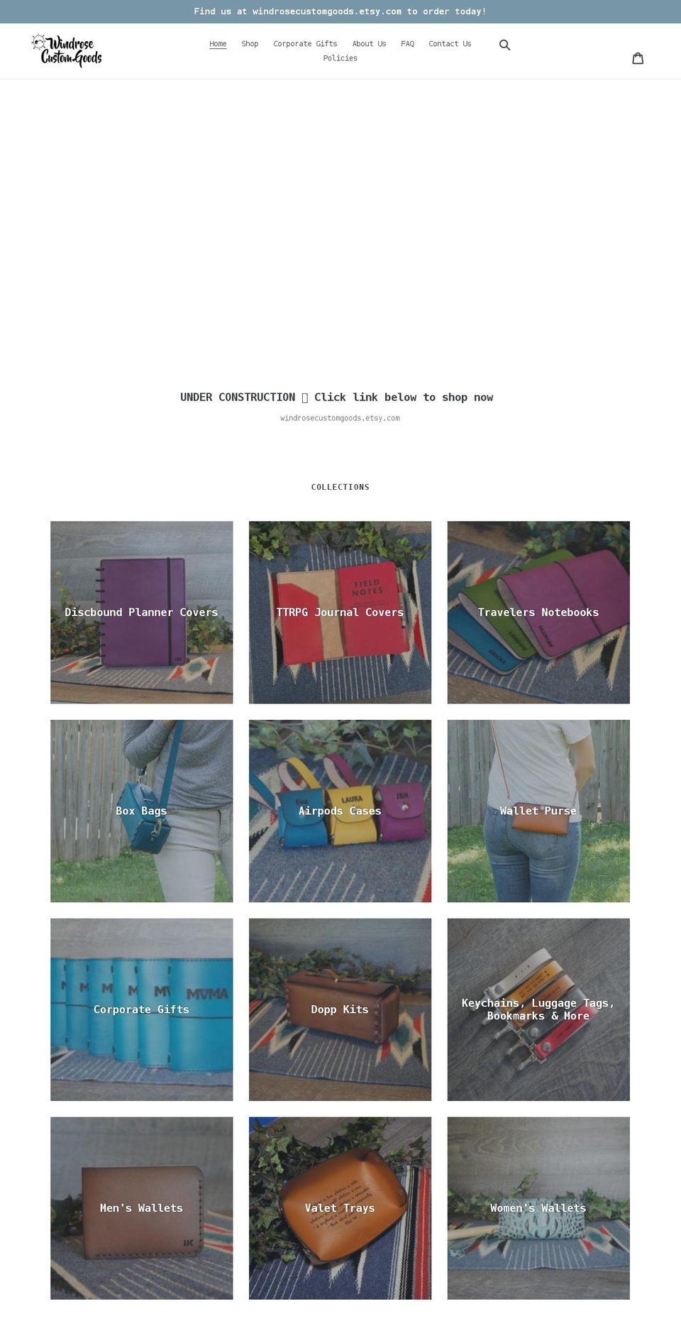 windrosecustomgoods.com shopify website screenshot