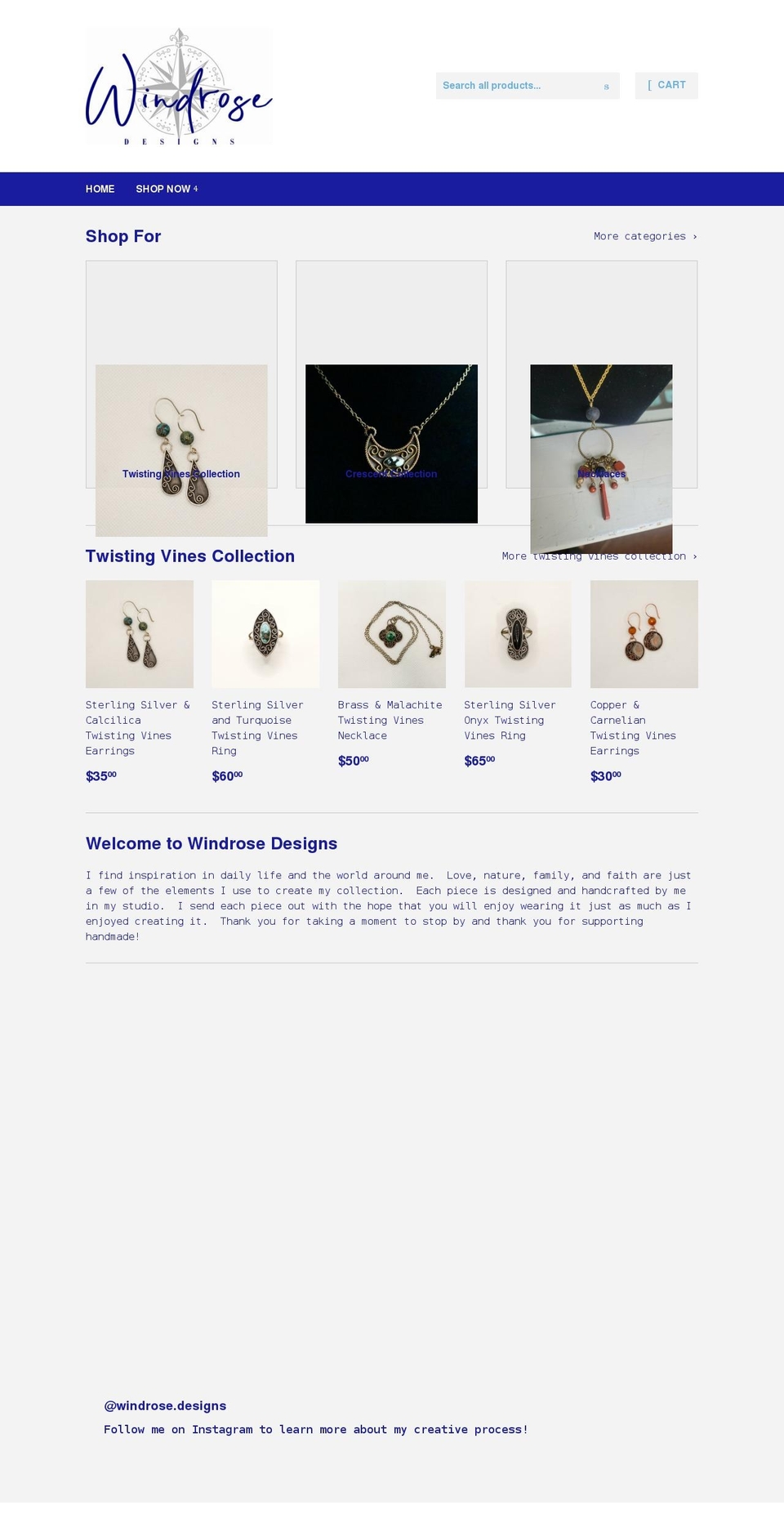 windrosedesigns.net shopify website screenshot