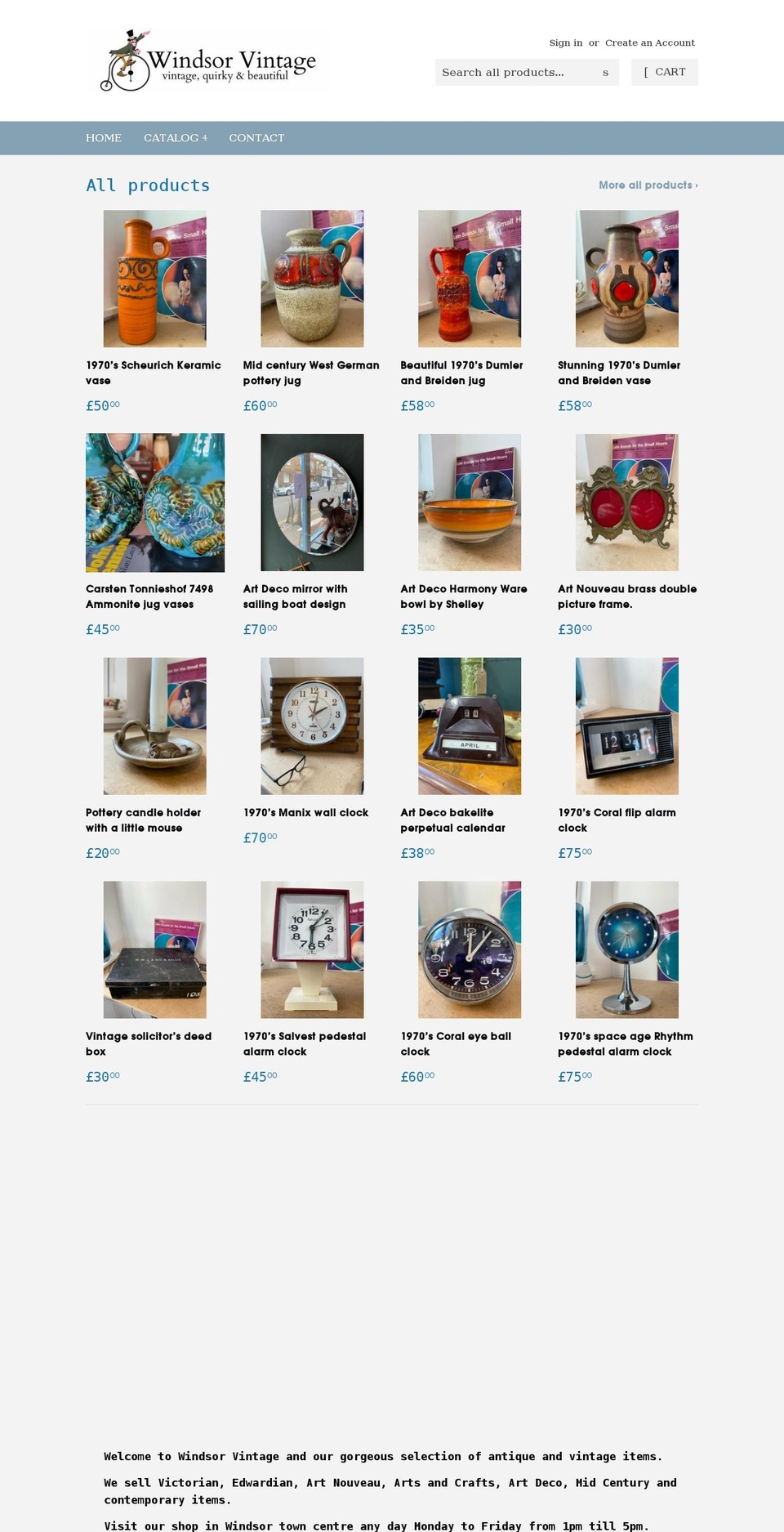 windsor-vintage.co.uk shopify website screenshot