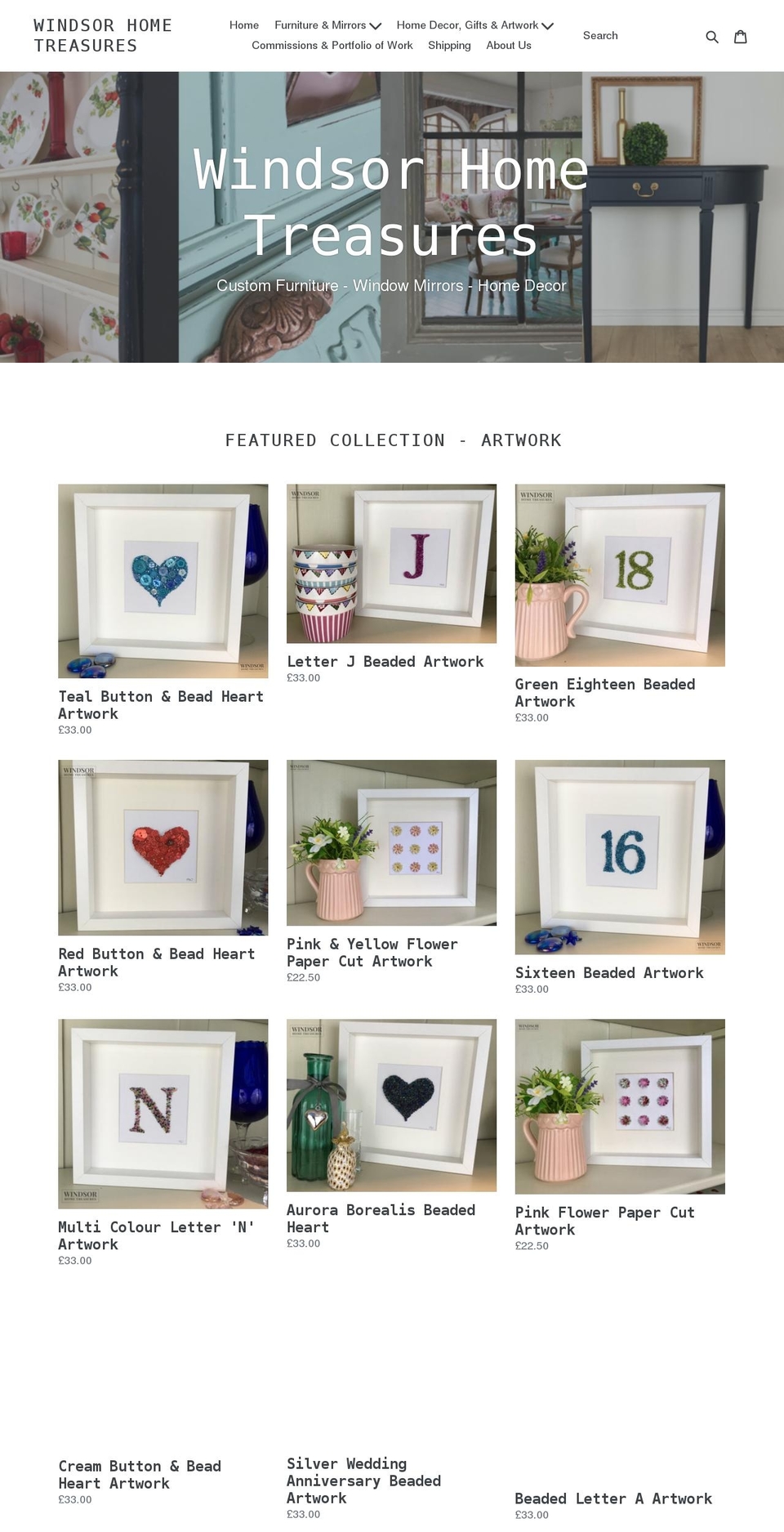 windsorhometreasures.com shopify website screenshot