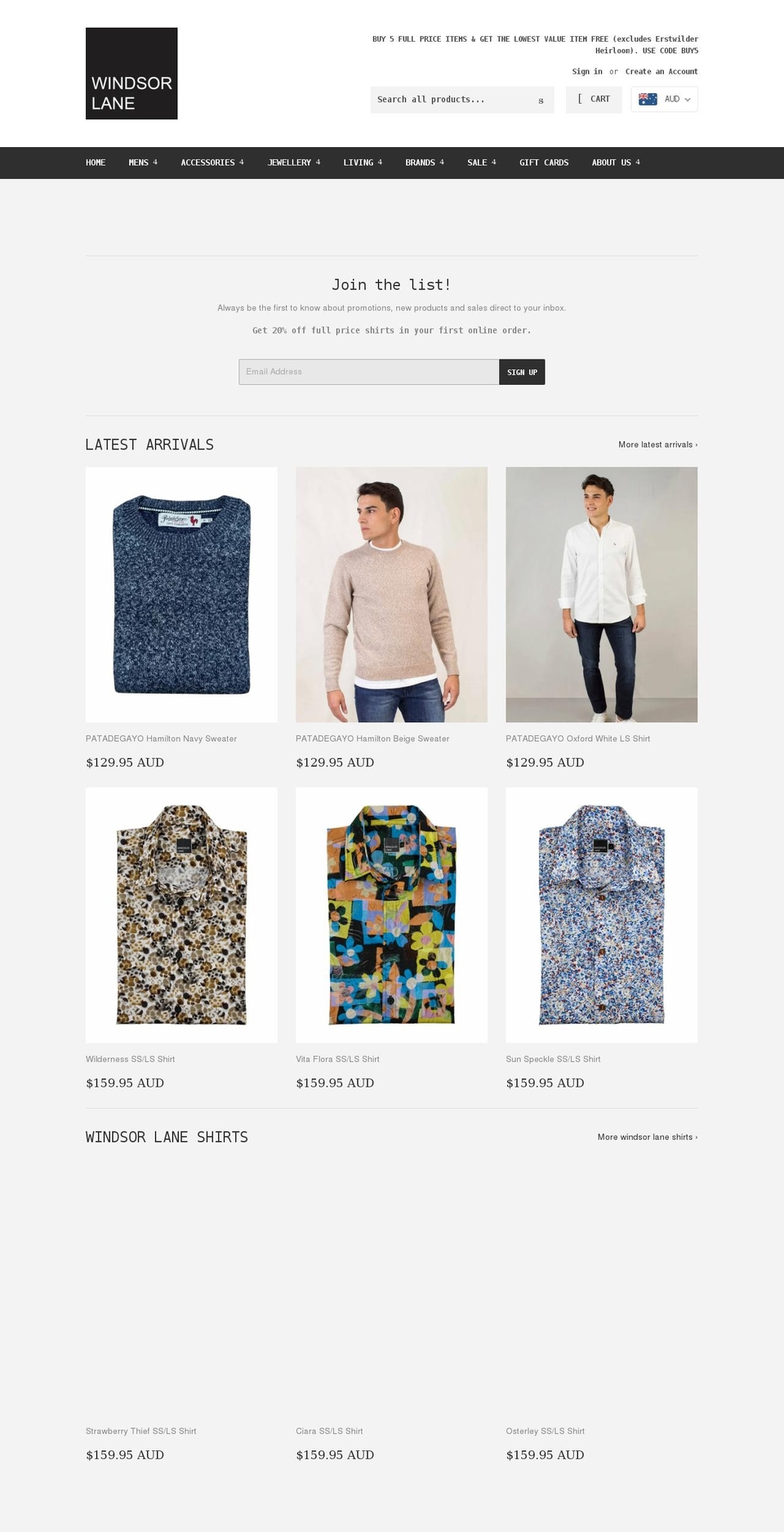 windsorlane.com.au shopify website screenshot