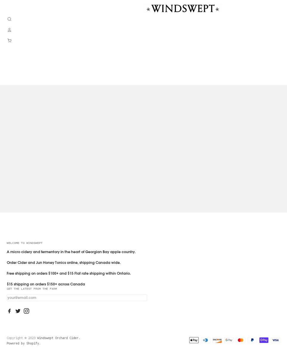 windsweptcider.com shopify website screenshot
