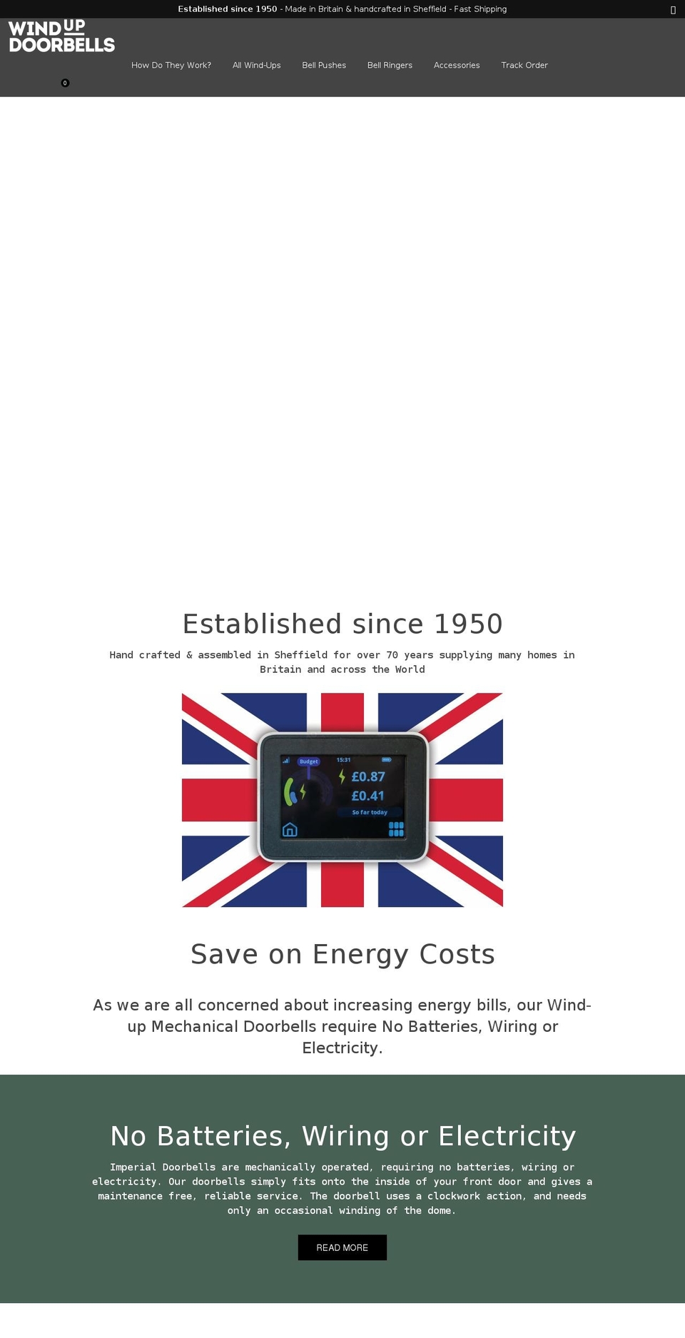 windupdoorbells.co.uk shopify website screenshot