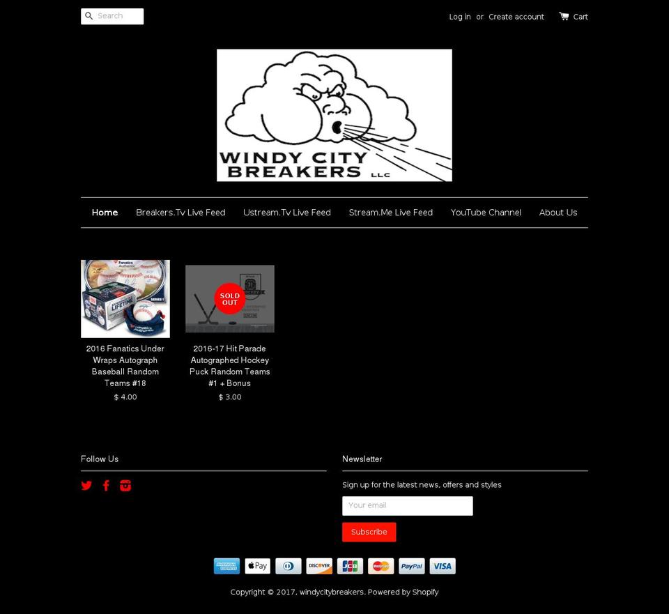 windycitybreakers.com shopify website screenshot