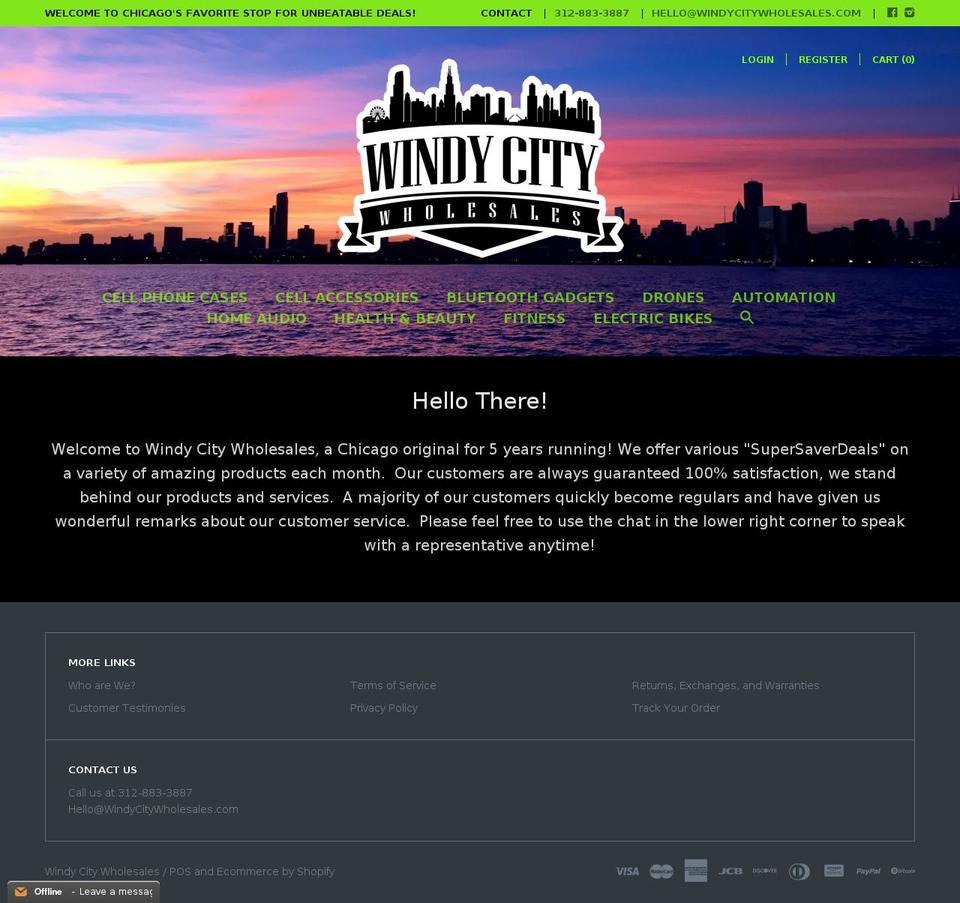 windycitywholesales.com shopify website screenshot