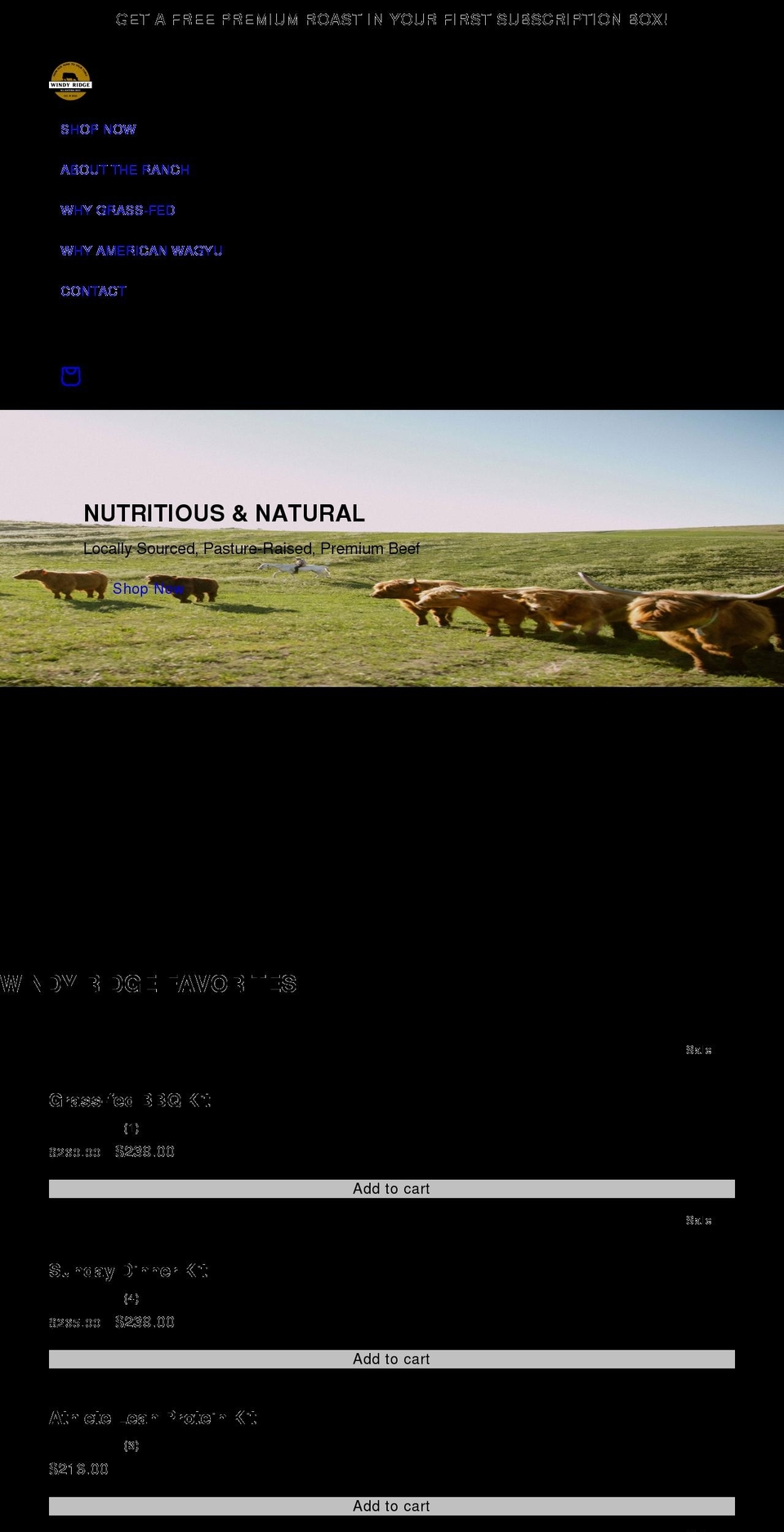 windyridgecattle.com shopify website screenshot