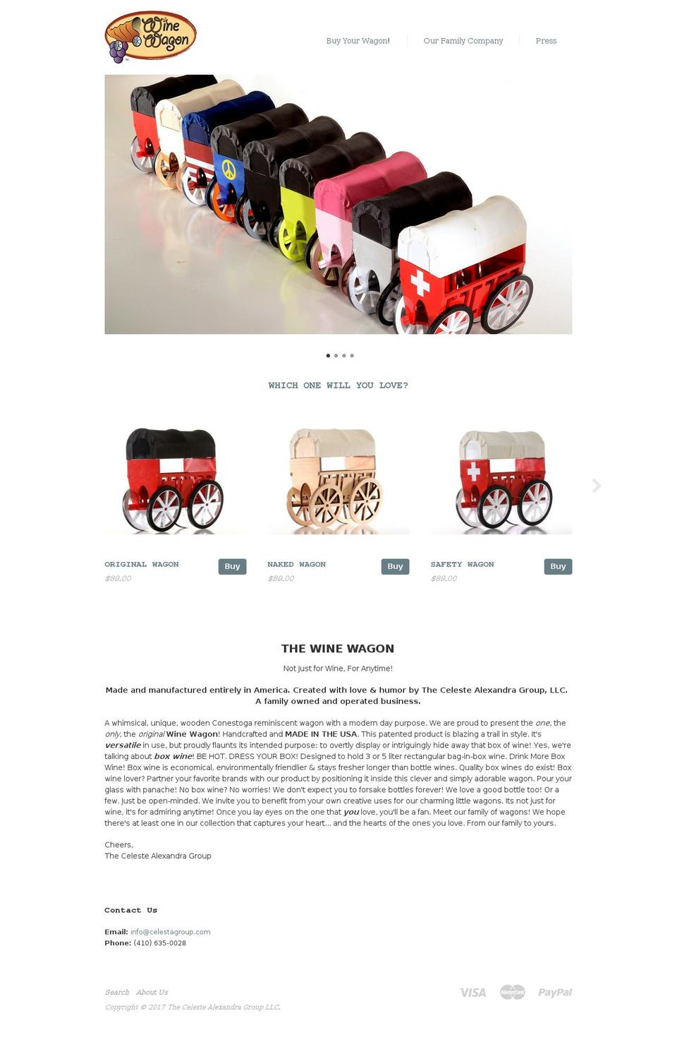 wine-wagon.com shopify website screenshot