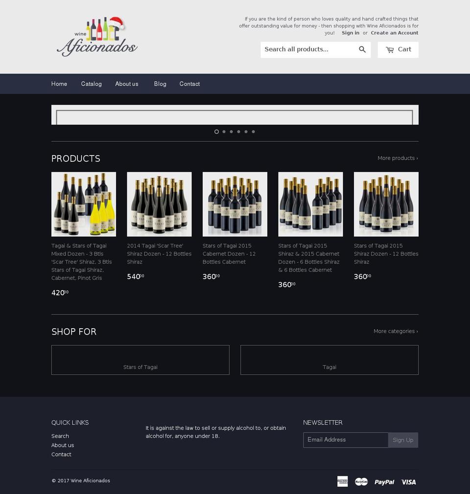 wineaficionados.com shopify website screenshot