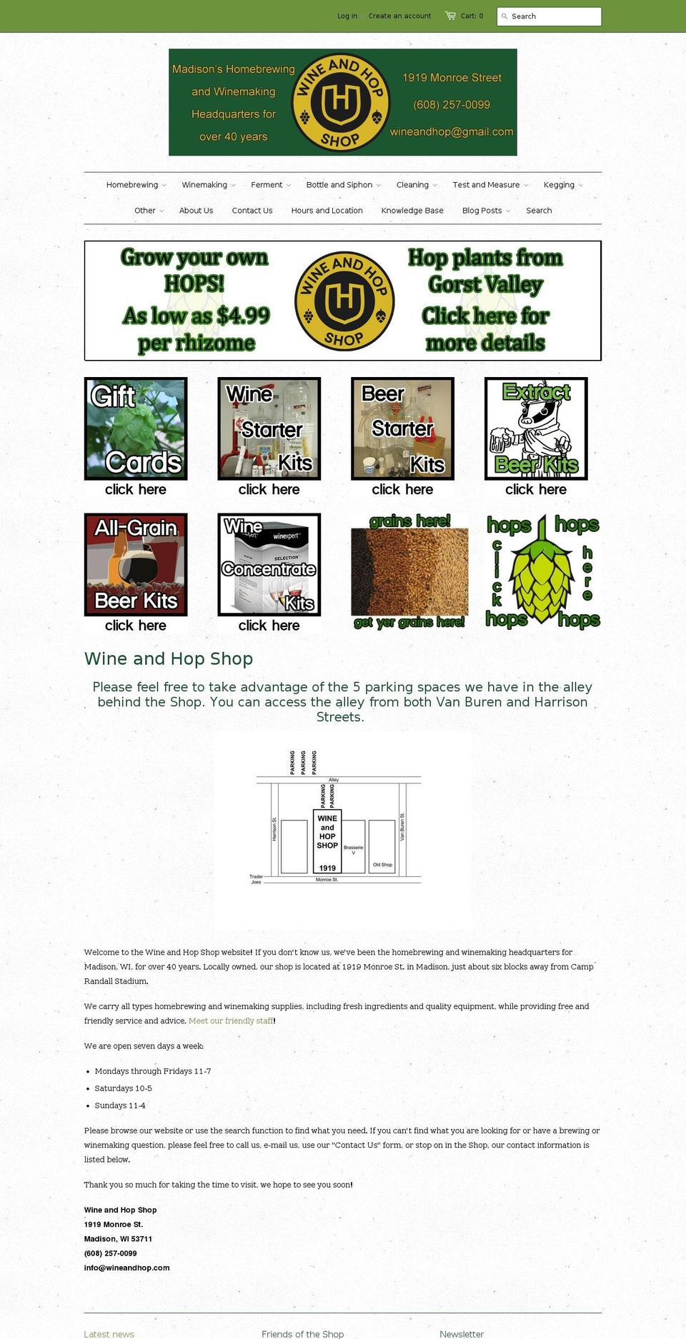 wineandhop.com shopify website screenshot