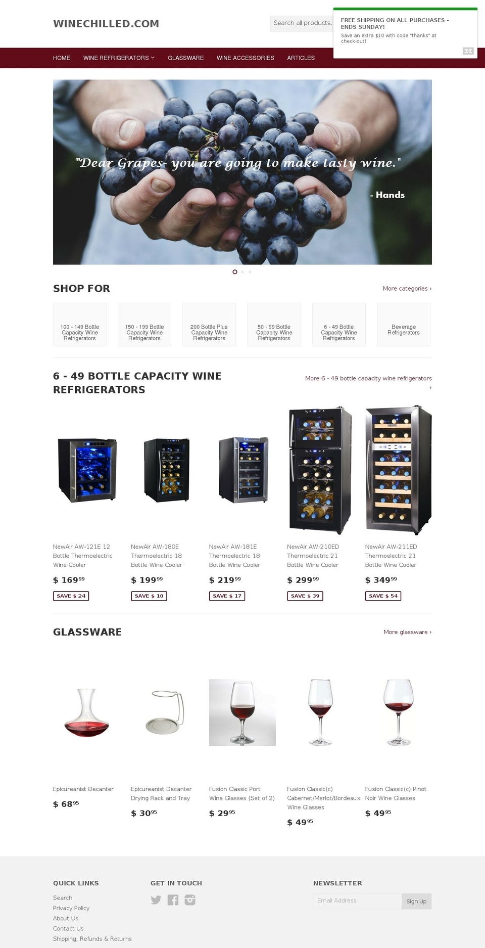 winechilled.com shopify website screenshot