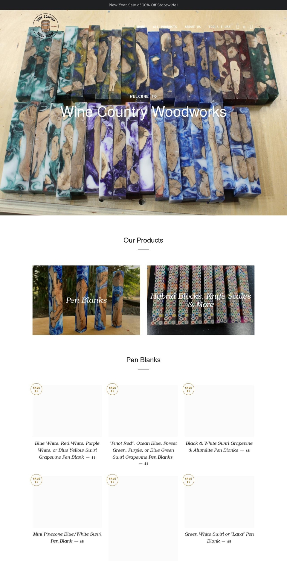 winecountrywoodworks.com shopify website screenshot