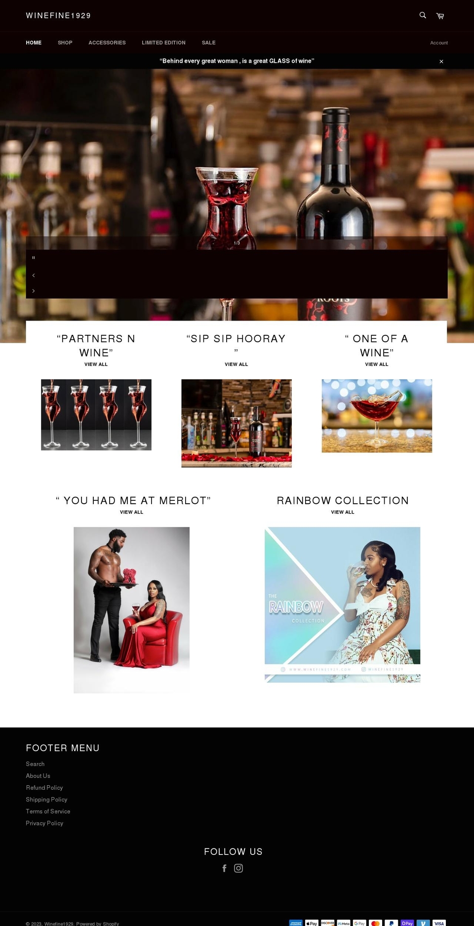 winefine1929.com shopify website screenshot