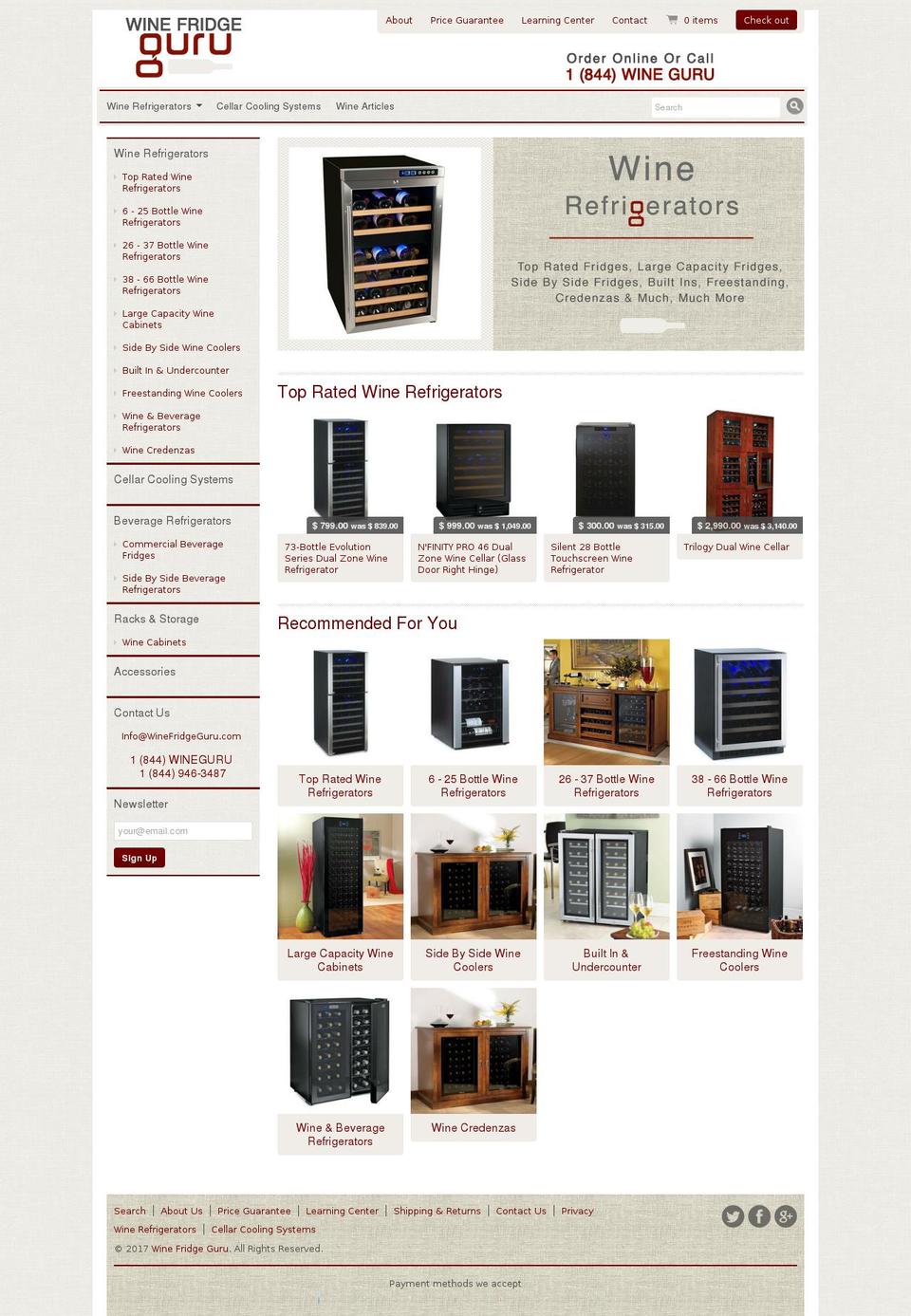 winefridgeguru.com shopify website screenshot