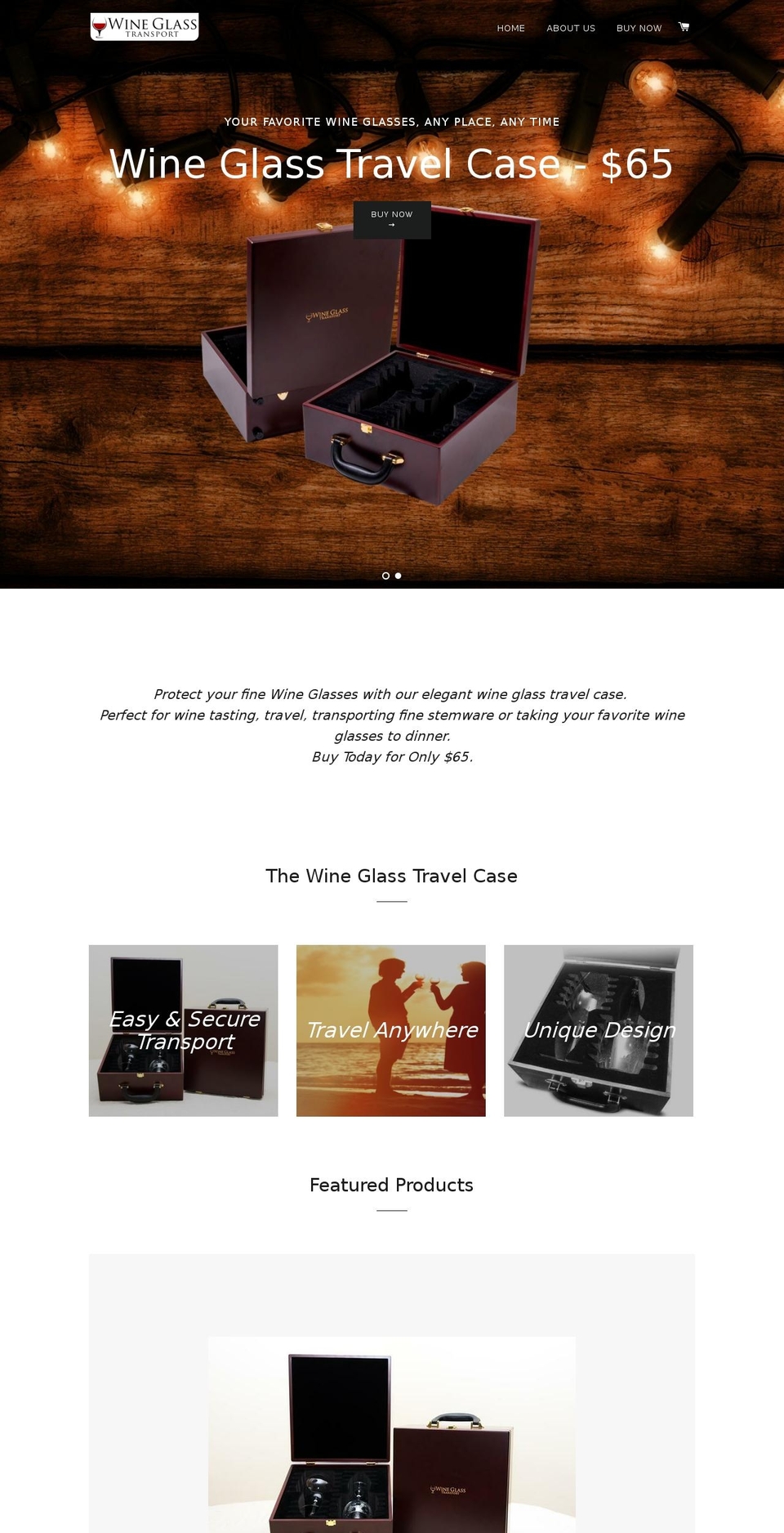 wineglasstransport.com shopify website screenshot