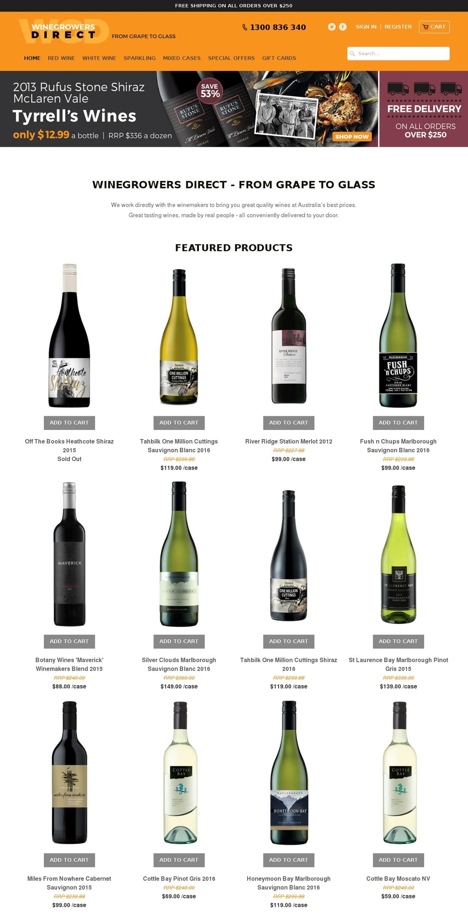 winegrowersdirect.com.au shopify website screenshot