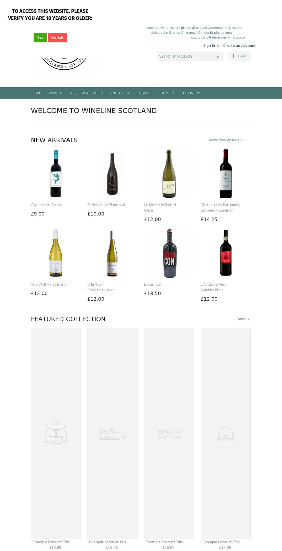winelinescotland.co.uk shopify website screenshot
