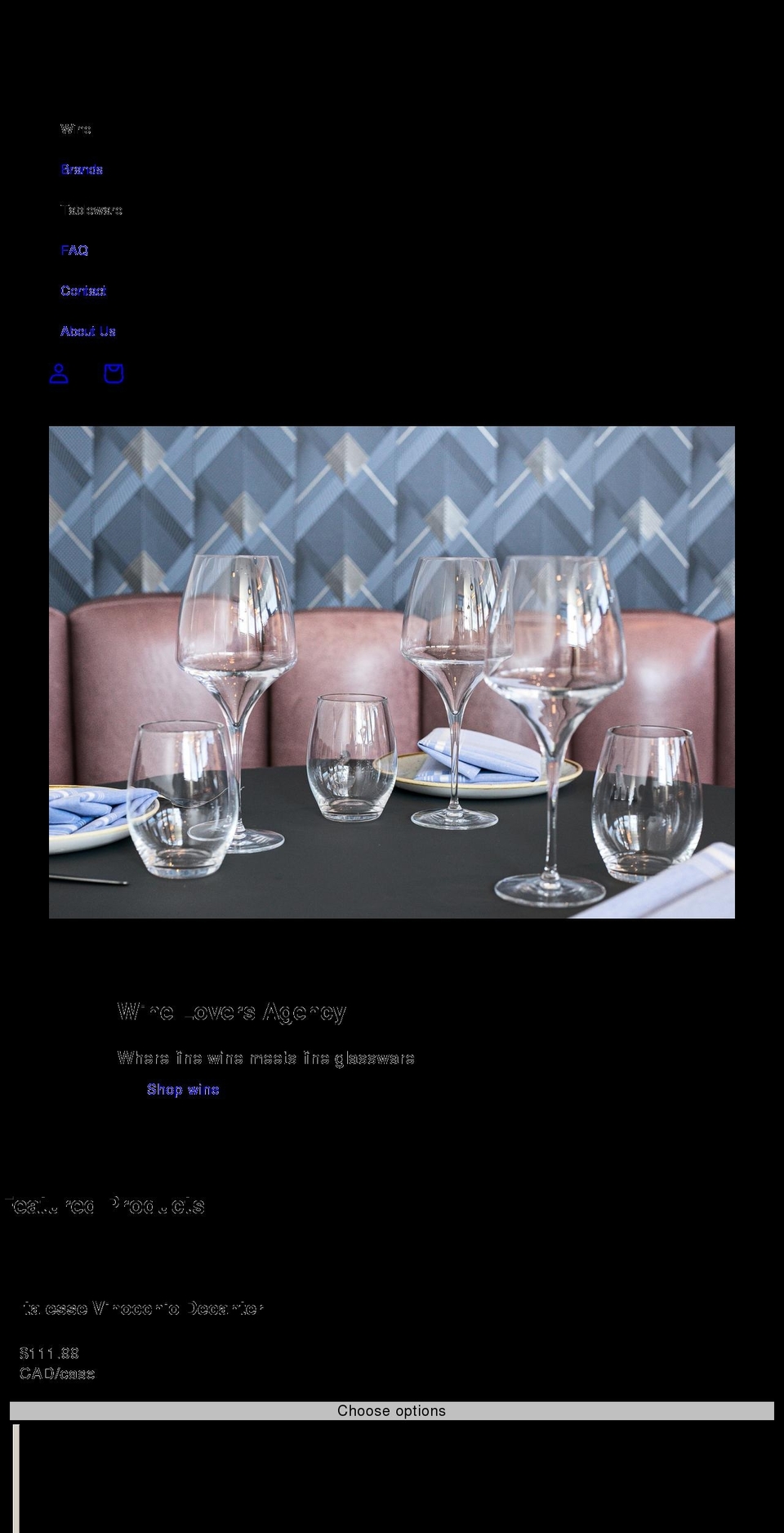 wineloversagency.ca shopify website screenshot
