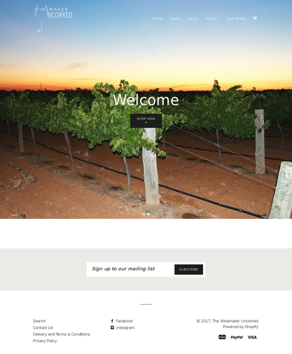winemakeruncorked.com shopify website screenshot