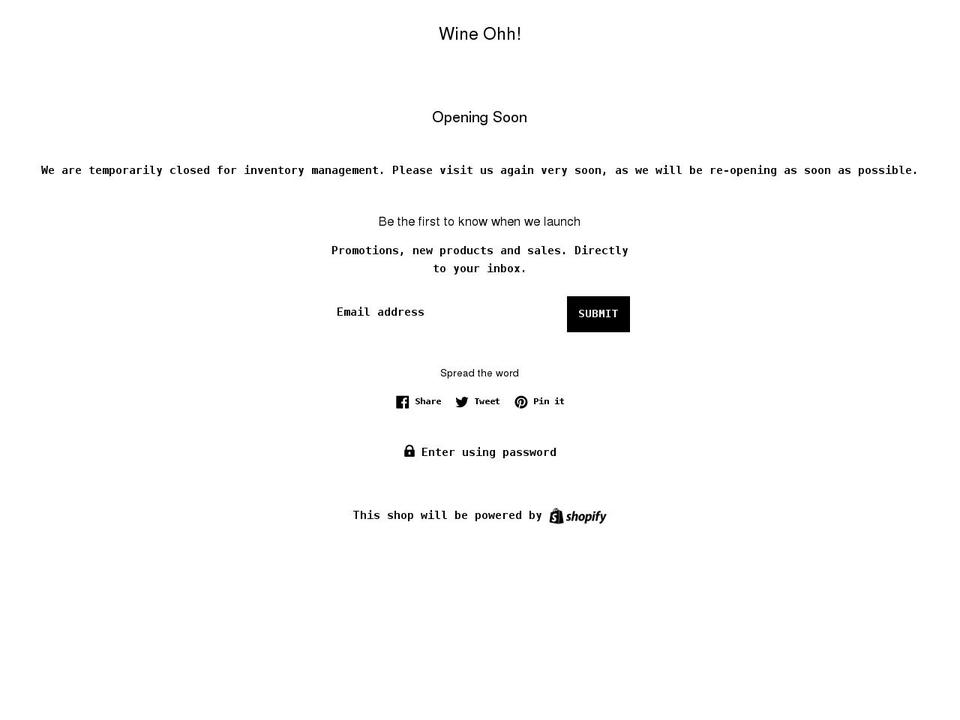 wineohh.com shopify website screenshot