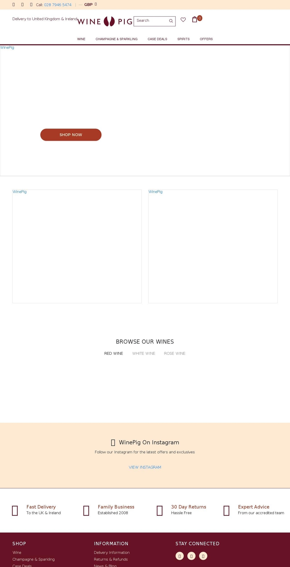 winepig.co.uk shopify website screenshot