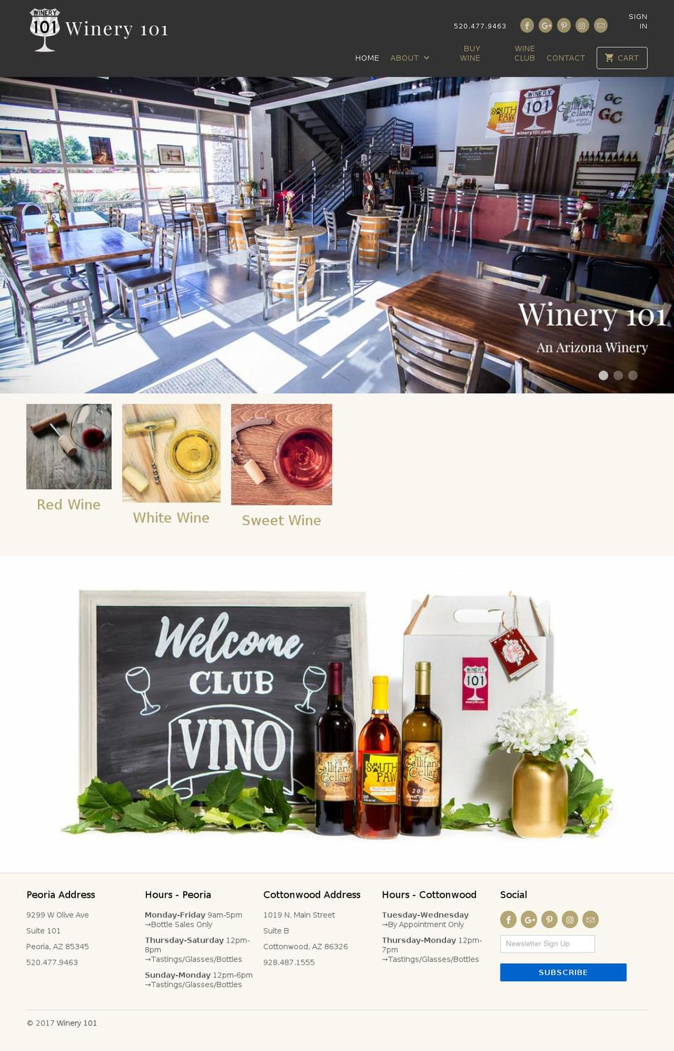 winery101.com shopify website screenshot