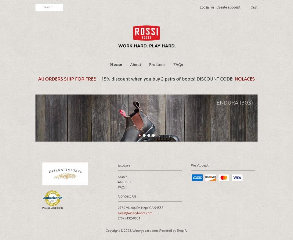 wineryboots.com shopify website screenshot