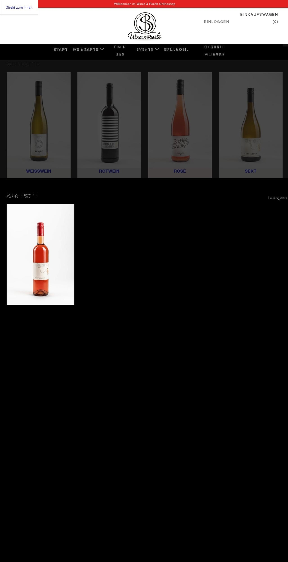 winesandpearls.de shopify website screenshot